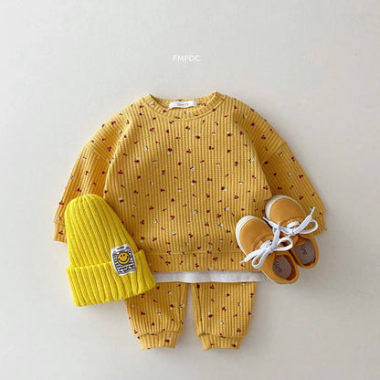 INS Infant Baby Clothes Sets Toddler Girls Waffle Sweatshirt + Pants 2 Pcs Suit Kids Cotton Hoodies Newborn Clothing Set Outfits