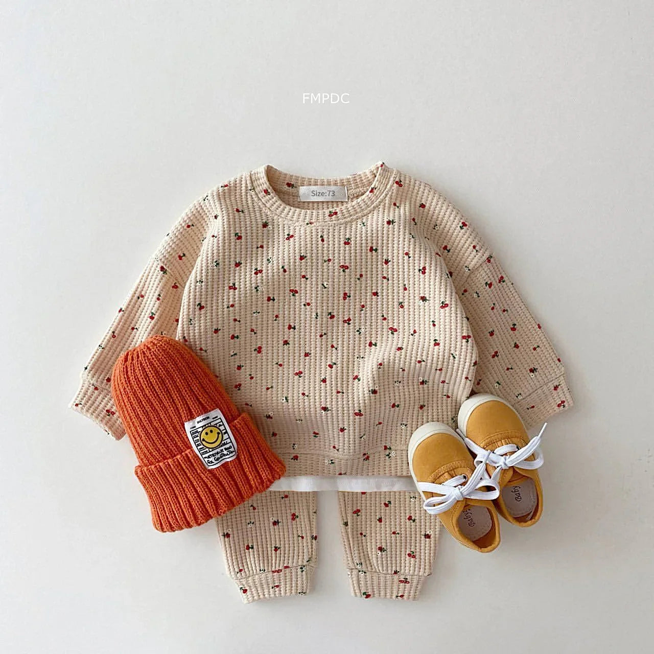 INS Infant Baby Clothes Sets Toddler Girls Waffle Sweatshirt + Pants 2 Pcs Suit Kids Cotton Hoodies Newborn Clothing Set Outfits