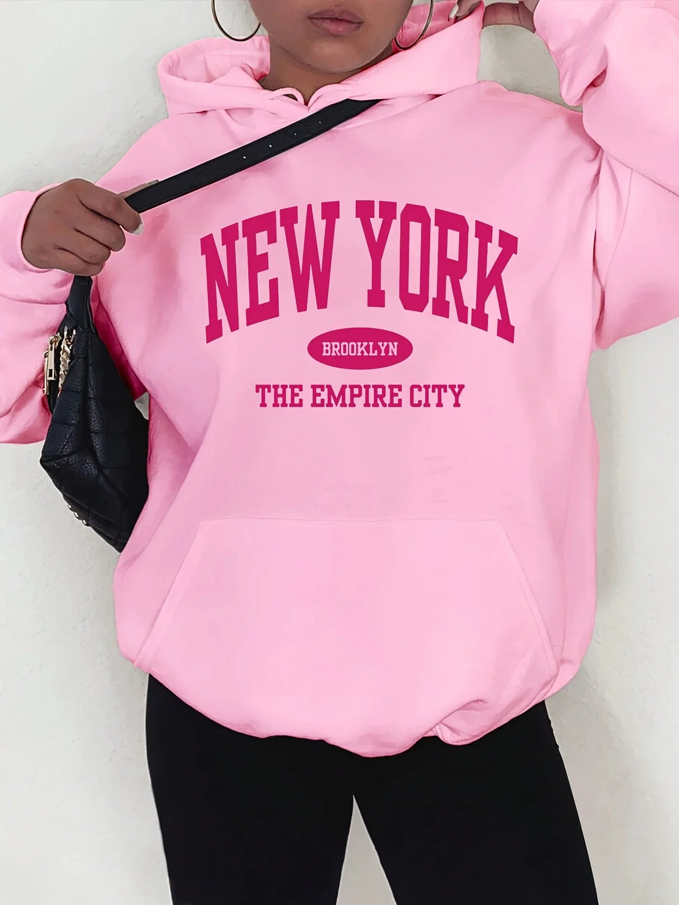 New York Print Hoodie Sweatshirt Active Sweatshirts Women Casual Pullover with Pocket Long Sleeve Fit Clothes Outdoors Shirt