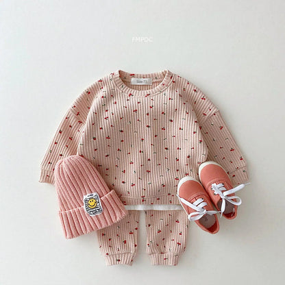 INS Infant Baby Clothes Sets Toddler Girls Waffle Sweatshirt + Pants 2 Pcs Suit Kids Cotton Hoodies Newborn Clothing Set Outfits