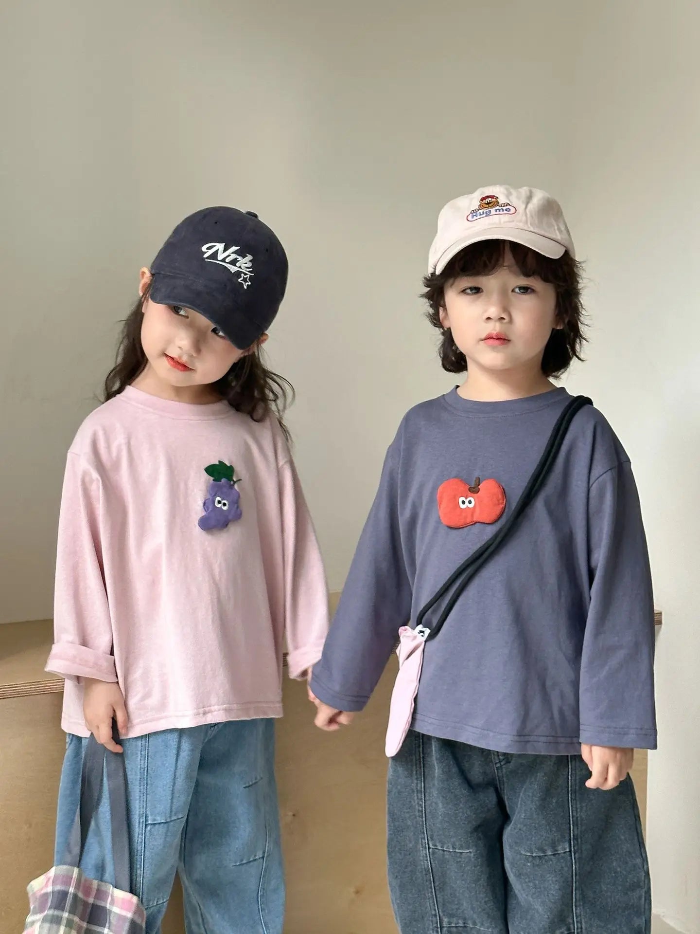 2025 Spring New Children Long Sleeve T Shirts Cotton Girls Cute Cartoon Tees Boys Casual Bottoming Shirts Solid Kids Clothes