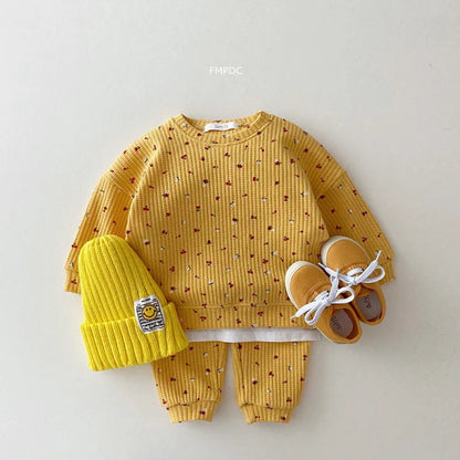 INS Infant Baby Clothes Sets Toddler Girls Waffle Sweatshirt + Pants 2 Pcs Suit Kids Cotton Hoodies Newborn Clothing Set Outfits