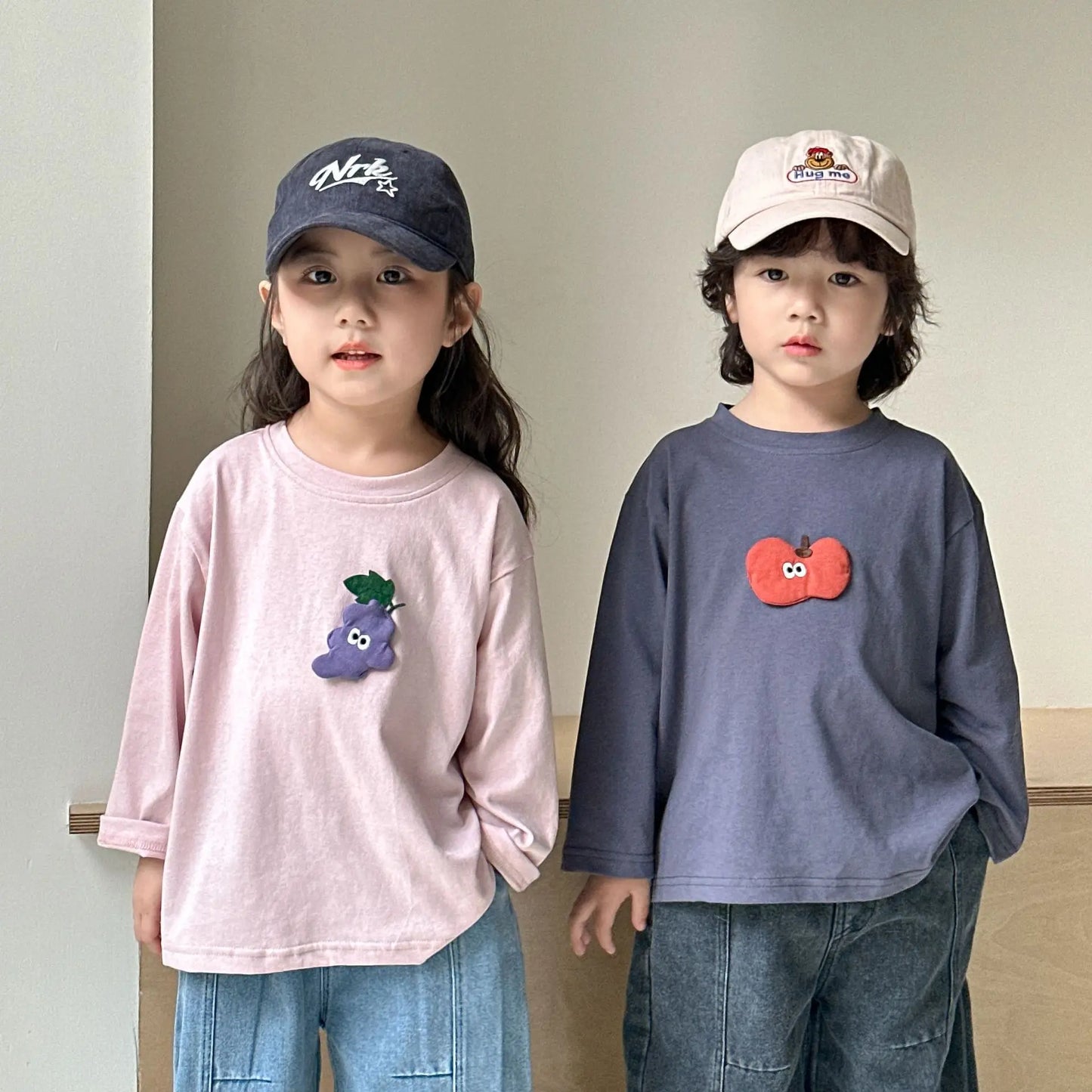 2025 Spring New Children Long Sleeve T Shirts Cotton Girls Cute Cartoon Tees Boys Casual Bottoming Shirts Solid Kids Clothes